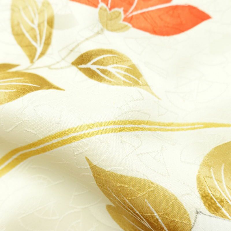 小紋 ポリエステル 花柄 袷仕立て 身丈153.5cm 裄丈64cm 着物 クリーム_画像21