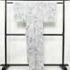 小紋 ポリエステル 花柄 袷仕立て 身丈159cm 裄丈65cm 着物 孔雀 グレー_画像2