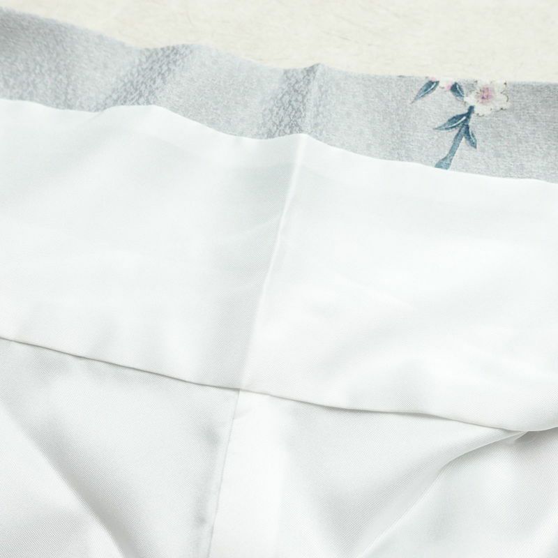 小紋 ポリエステル 花柄 袷仕立て 身丈159cm 裄丈65cm 着物 孔雀 グレー_画像19