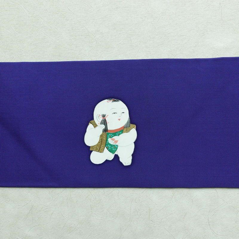 名古屋帯 太鼓柄 良品 正絹 人物・動物柄 名古屋仕立て 帯 青・紺_画像10