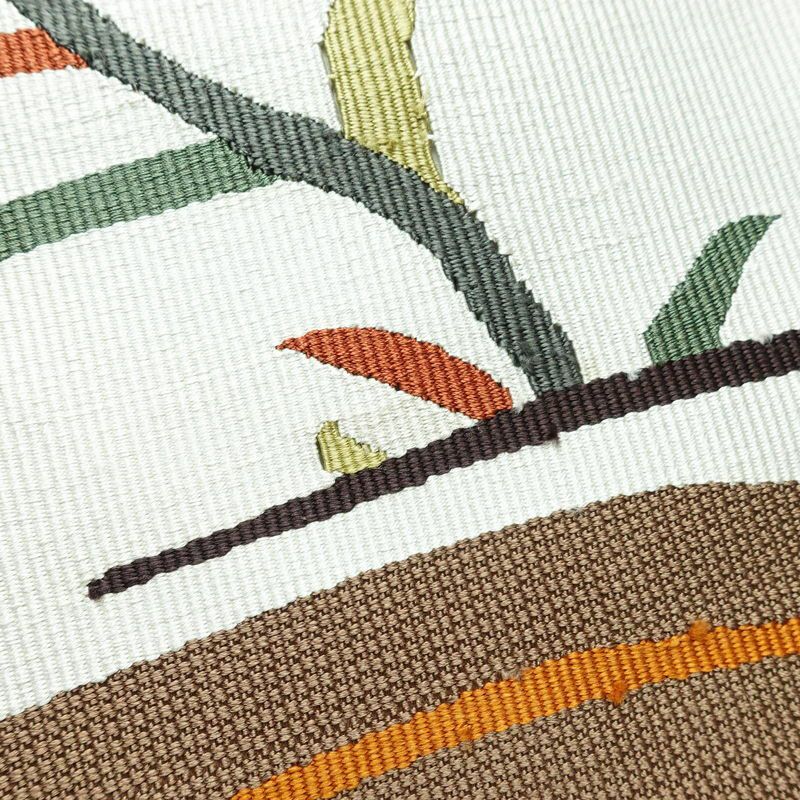 名古屋帯 太鼓柄 正絹 木の葉・植物柄 松葉仕立て 帯 茶_画像3