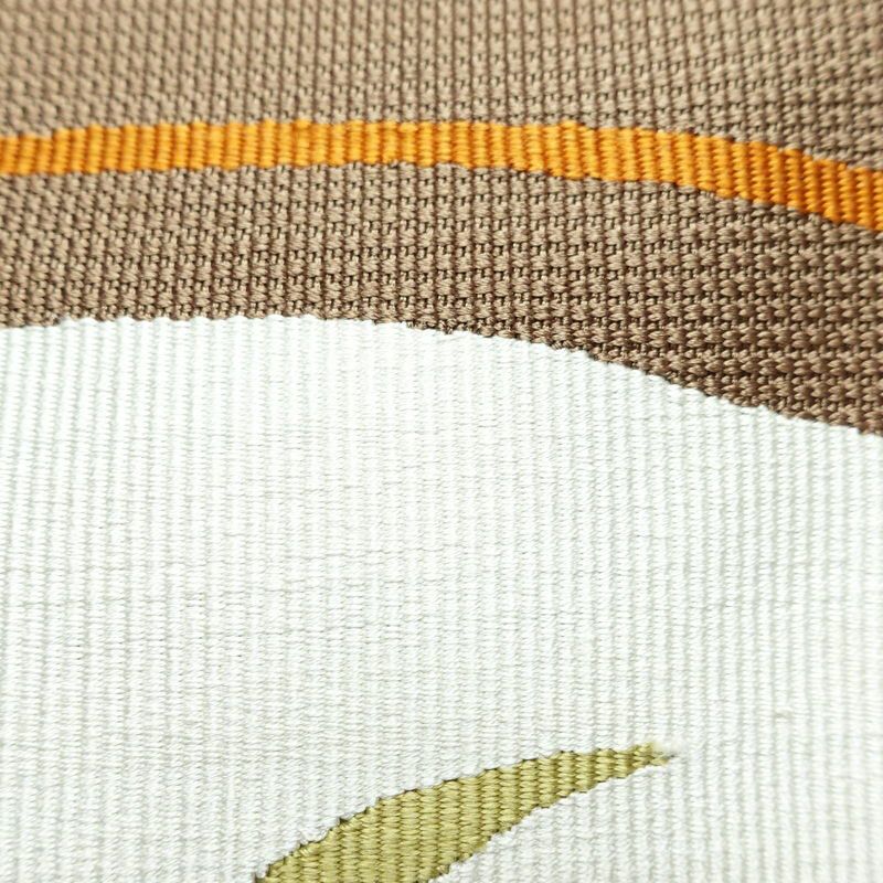 名古屋帯 太鼓柄 正絹 木の葉・植物柄 松葉仕立て 帯 茶_画像4