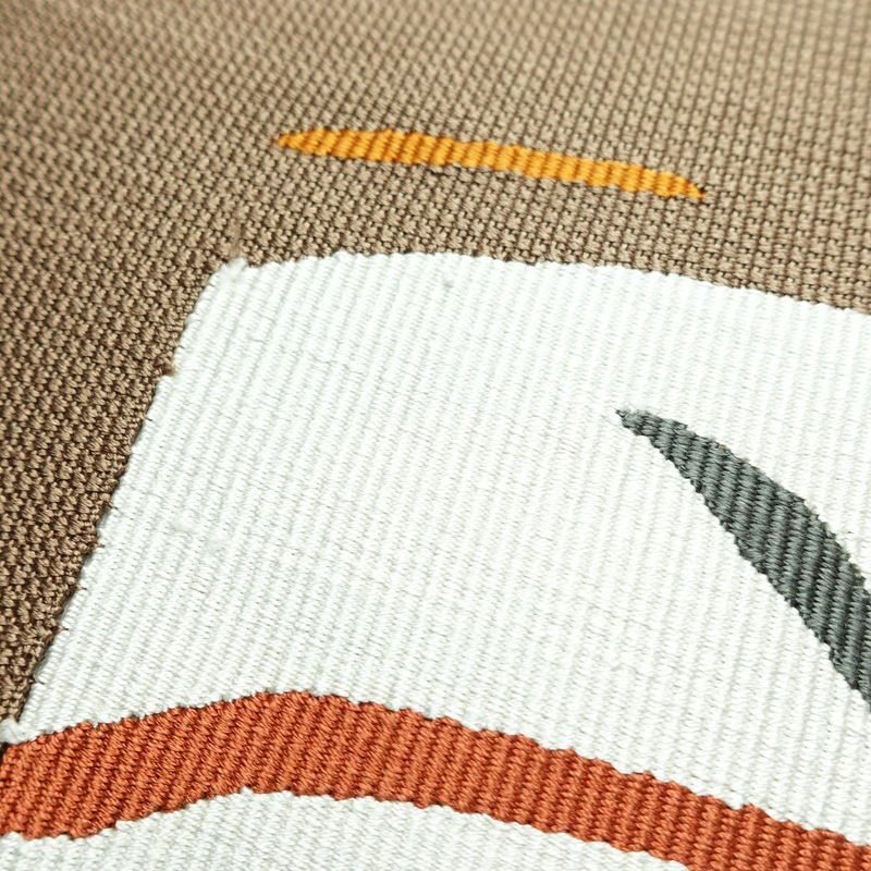 名古屋帯 太鼓柄 正絹 木の葉・植物柄 松葉仕立て 帯 茶_画像5