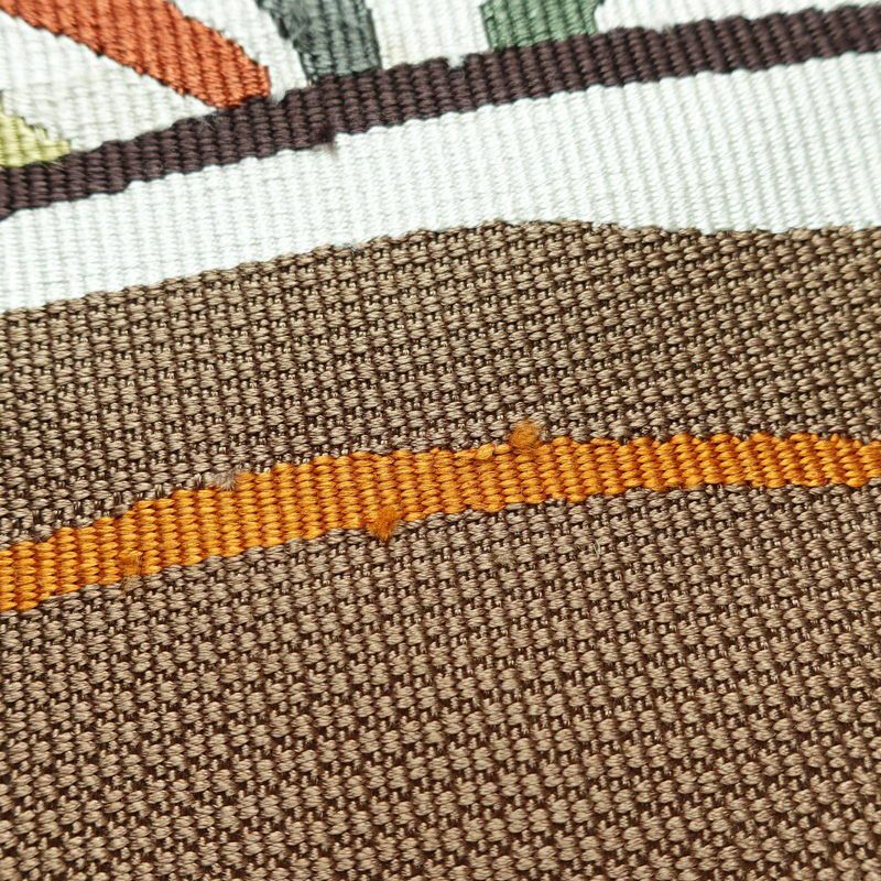 名古屋帯 太鼓柄 正絹 木の葉・植物柄 松葉仕立て 帯 茶_画像7