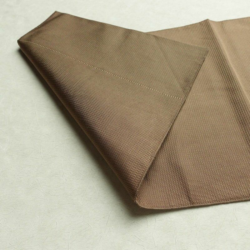 名古屋帯 太鼓柄 正絹 木の葉・植物柄 松葉仕立て 帯 茶_画像10