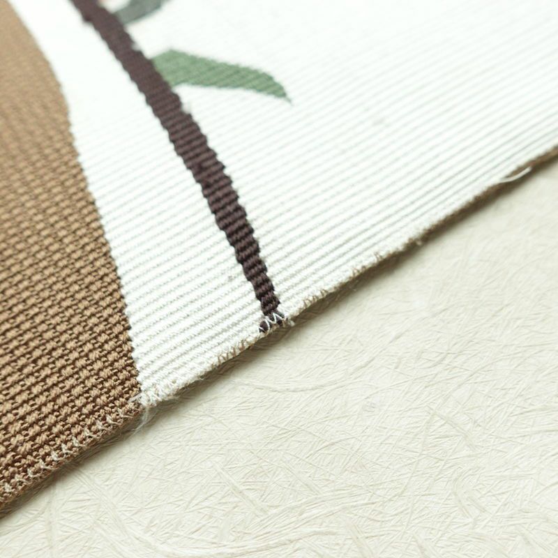 名古屋帯 太鼓柄 正絹 木の葉・植物柄 松葉仕立て 帯 茶_画像13