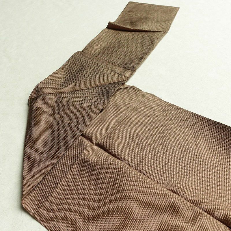 名古屋帯 太鼓柄 正絹 木の葉・植物柄 松葉仕立て 帯 茶_画像18