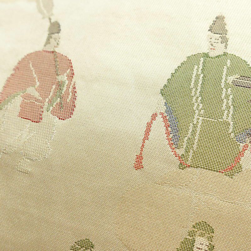 名古屋帯 六通柄 正絹 風景柄 名古屋仕立て 箔 帯 ベージュ_画像5