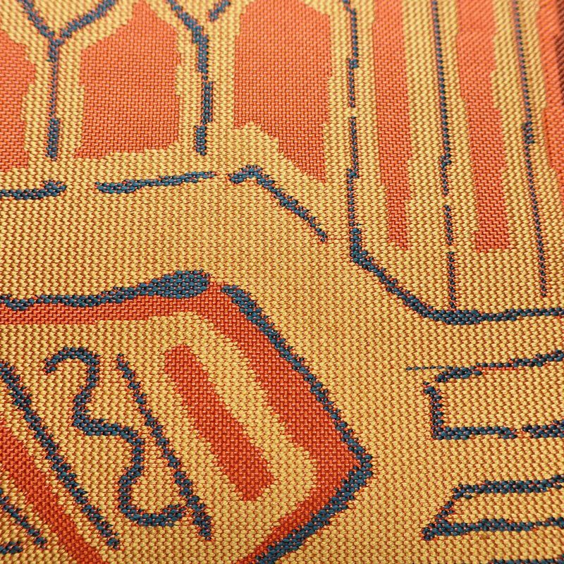 袋帯 六通柄 一般用 正絹 人物・動物柄 帯 橙_画像4