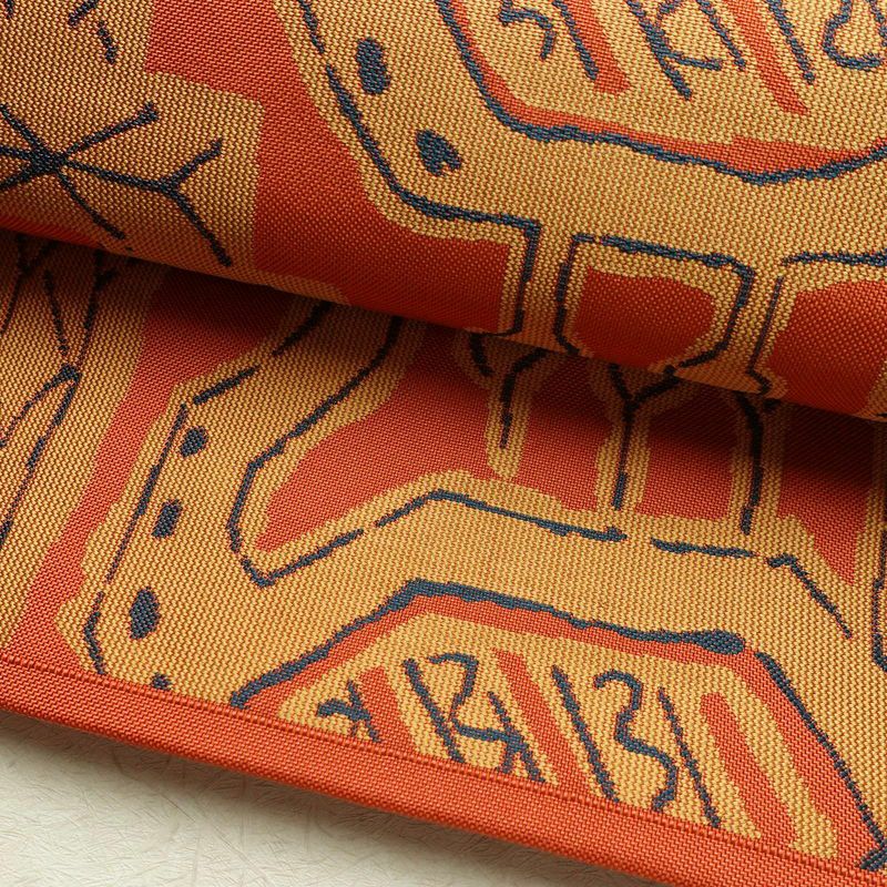 袋帯 六通柄 一般用 正絹 人物・動物柄 帯 橙_画像7