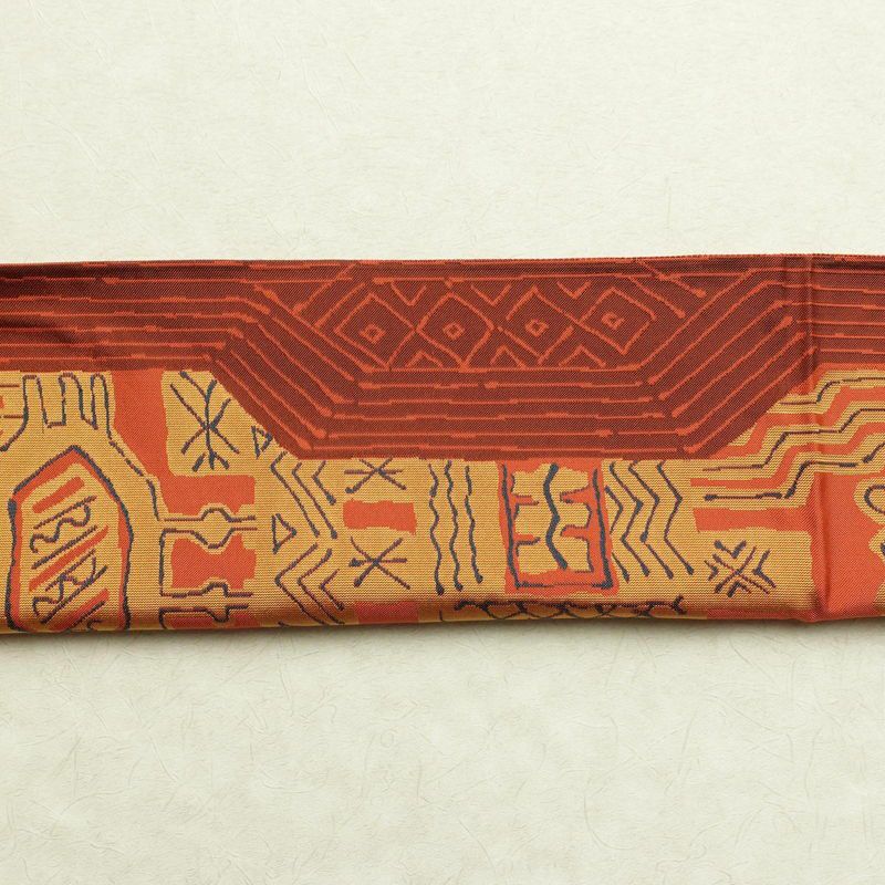 袋帯 六通柄 一般用 正絹 人物・動物柄 帯 橙_画像15