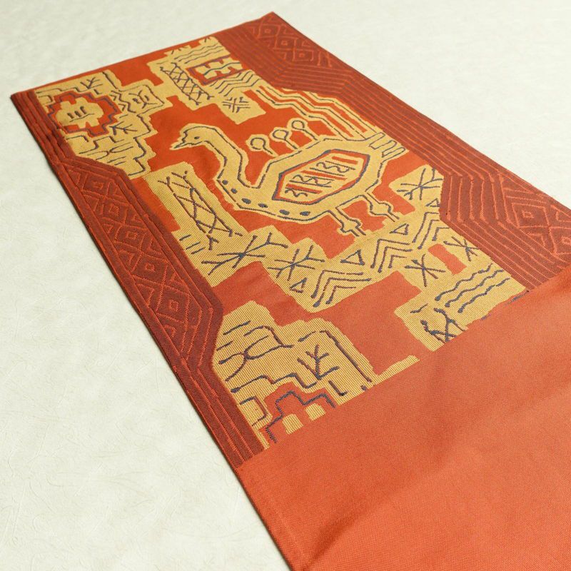 袋帯 六通柄 一般用 正絹 人物・動物柄 帯 橙_画像17
