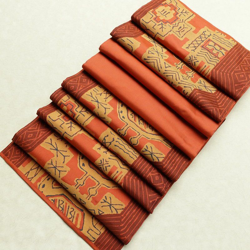 袋帯 六通柄 一般用 正絹 人物・動物柄 帯 橙_画像18