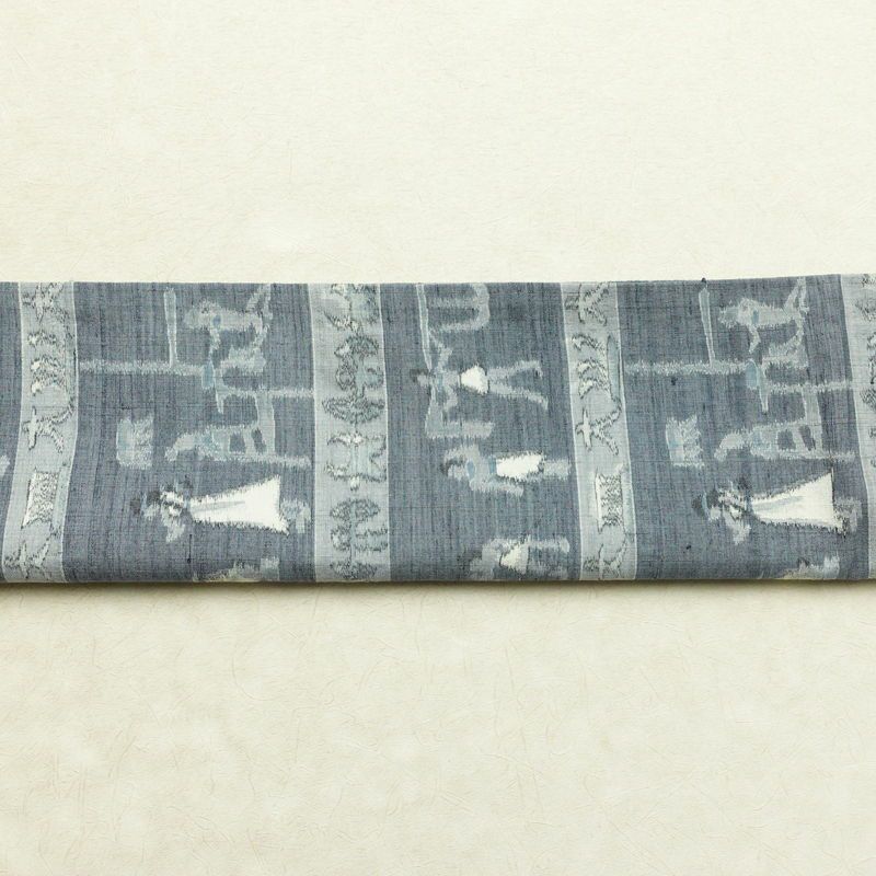 袋帯 六通柄 良品 一般用 正絹 人物・動物柄 帯 青・紺_画像14