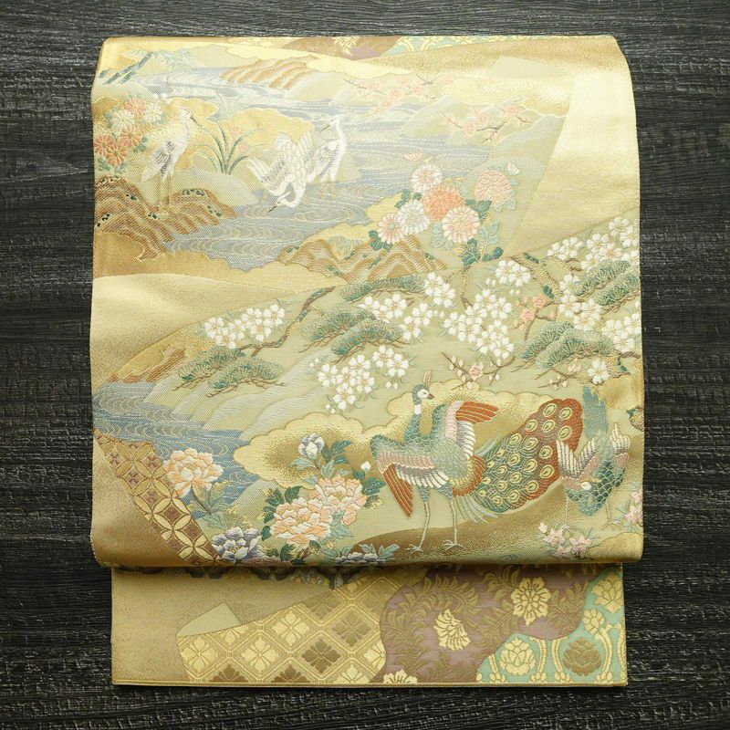袋帯 琳派巻絵文 六通柄 美品 フォーマル用 正絹 古典柄 箔 金通し 金糸 帯 金・銀_画像1