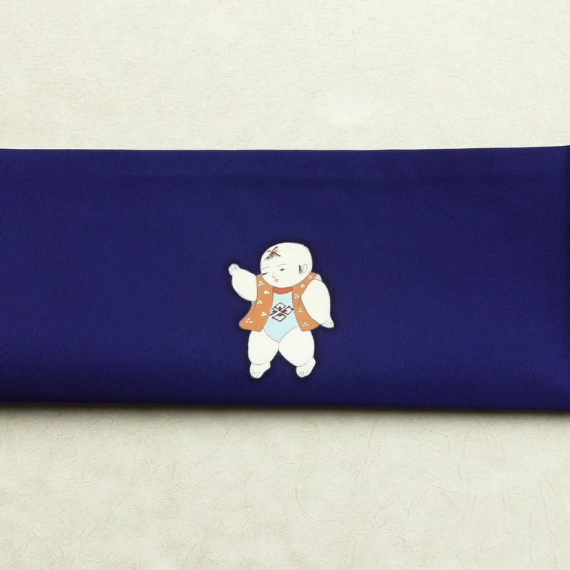 名古屋帯 太鼓柄 良品 正絹 人物・動物柄 通し仕立て 帯 青・紺_画像16