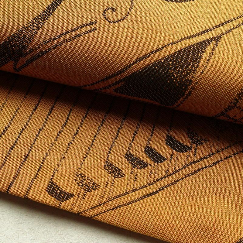 袋帯 六通柄 美品 一般用 正絹 幾何学柄・抽象柄 帯 黄・黄土色_画像8