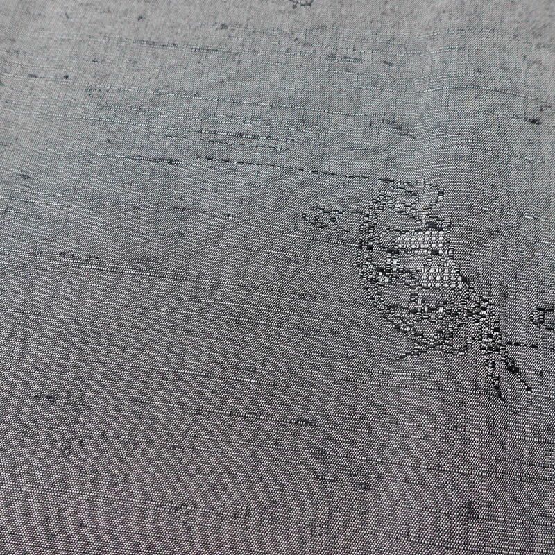 単衣 紬 正絹 古典柄 単衣仕立て 身丈157cm 裄丈63cm 一部しつけ糸付き 着物 紫・藤色_画像6