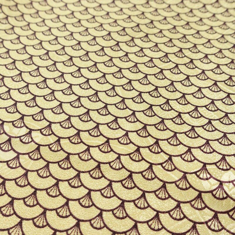 小紋 美品 しつけ糸付き ポリエステル 青海波 流水・波柄 袷仕立て 身丈156cm 裄丈64cm 着物 ベージュ_画像6