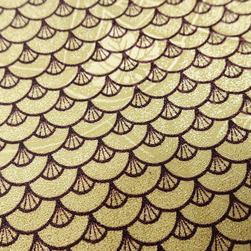 小紋 美品 しつけ糸付き ポリエステル 青海波 流水・波柄 袷仕立て 身丈156cm 裄丈64cm 着物 ベージュ_画像7