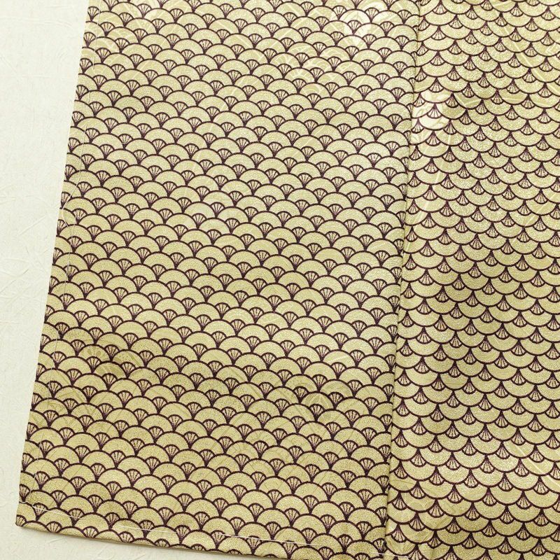 小紋 美品 しつけ糸付き ポリエステル 青海波 流水・波柄 袷仕立て 身丈156cm 裄丈64cm 着物 ベージュ_画像11