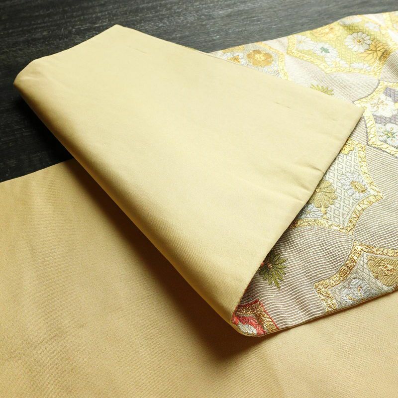 袋帯 六通柄 フォーマル用 正絹 古典柄 箔 金糸 梅 菊 帯 ピンク_画像9