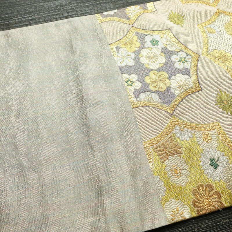 袋帯 六通柄 フォーマル用 正絹 古典柄 箔 金糸 梅 菊 帯 ピンク_画像16