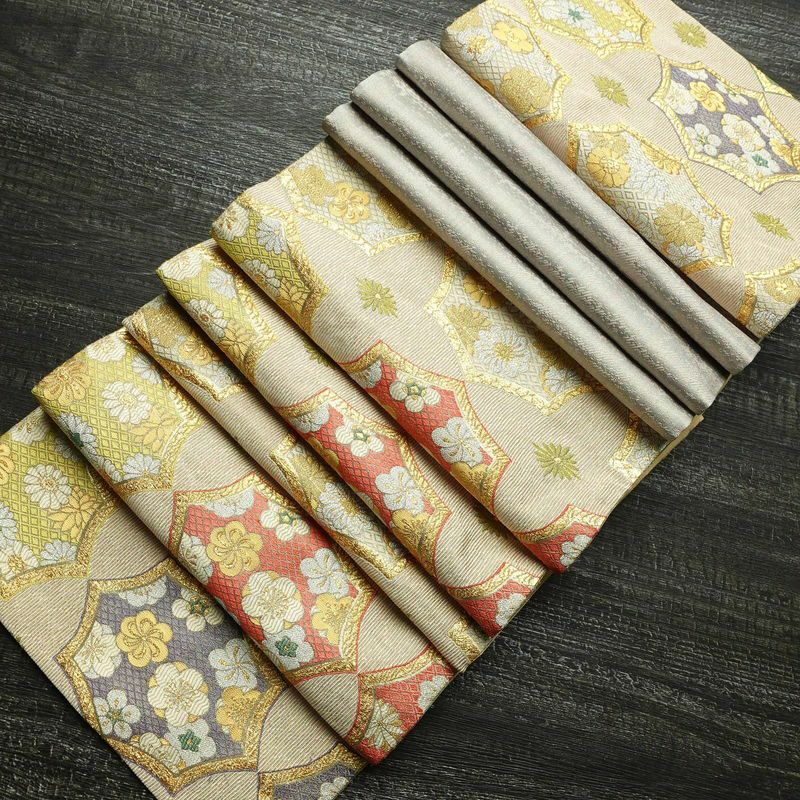 袋帯 六通柄 フォーマル用 正絹 古典柄 箔 金糸 梅 菊 帯 ピンク_画像19