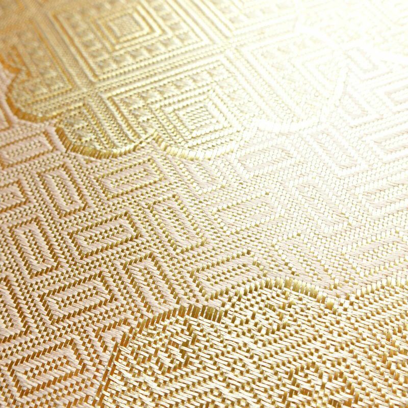 袋帯 佐賀錦 全通柄 フォーマル用 正絹 雲柄 箔 金糸 帯 ピンク_画像3