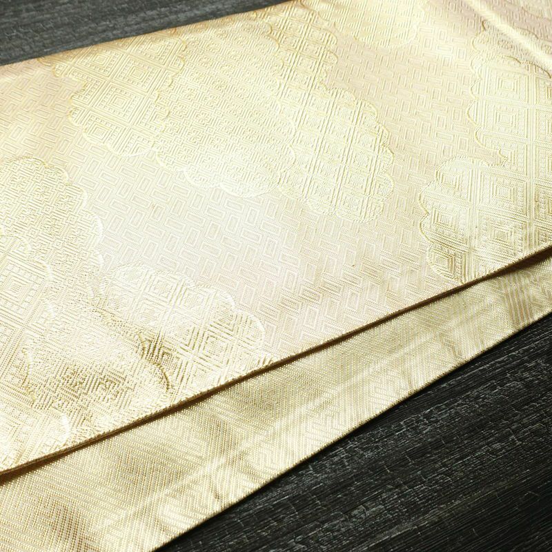 袋帯 佐賀錦 全通柄 フォーマル用 正絹 雲柄 箔 金糸 帯 ピンク_画像11