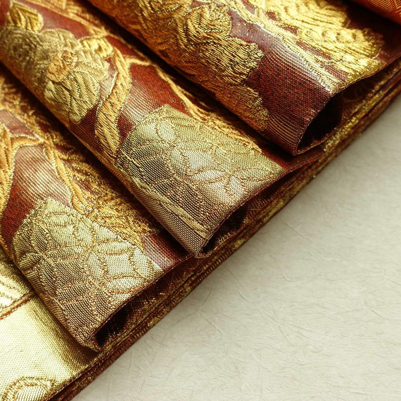 袋帯 六通柄 フォーマル用 正絹 古典柄 箔 扇面 金糸 帯 茶_画像21