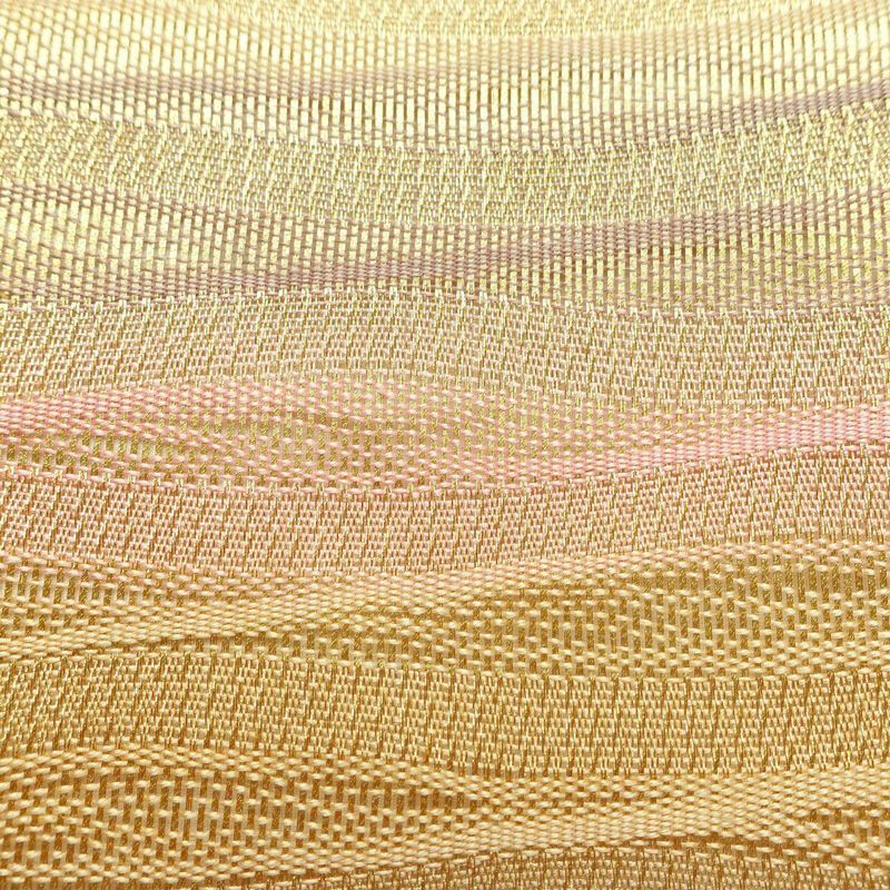 袋帯 太鼓柄 良品 フォーマル用 正絹 縞柄・線柄 金通し 金糸 帯 ピンク_画像4