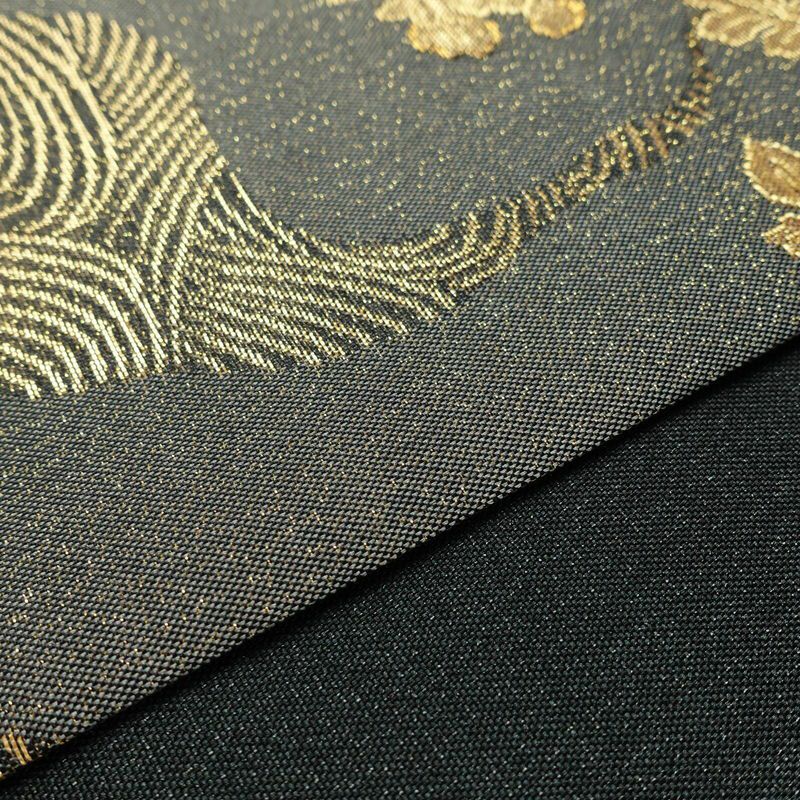 袋帯 六通柄 良品 フォーマル用 正絹 古典柄 箔 金通し 金糸 帯 グレー_画像12