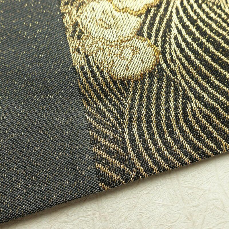 袋帯 六通柄 良品 フォーマル用 正絹 古典柄 箔 金通し 金糸 帯 グレー_画像17