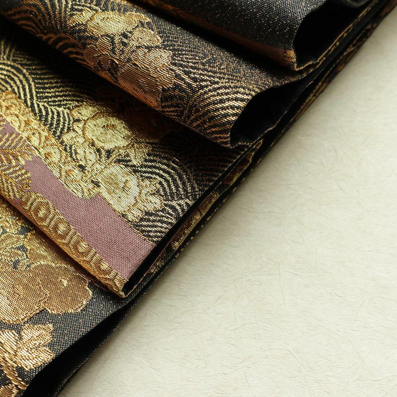 袋帯 六通柄 良品 フォーマル用 正絹 古典柄 箔 金通し 金糸 帯 グレー_画像21