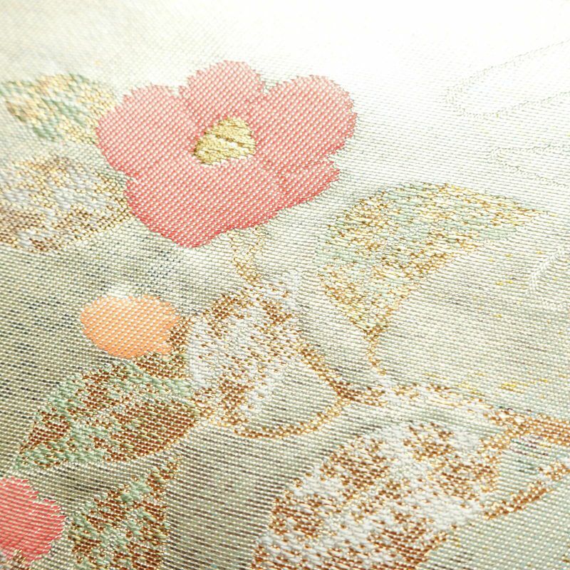 名古屋帯 太鼓柄 正絹 花柄 名古屋仕立て 箔 金糸 帯 多色使い_画像3