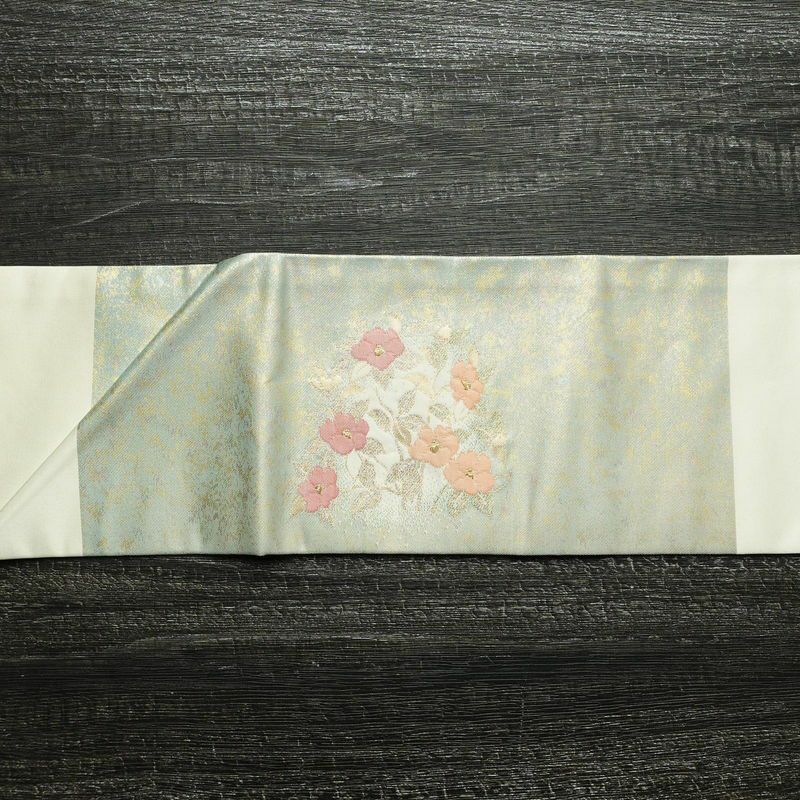 名古屋帯 太鼓柄 正絹 花柄 名古屋仕立て 箔 金糸 帯 多色使い_画像12