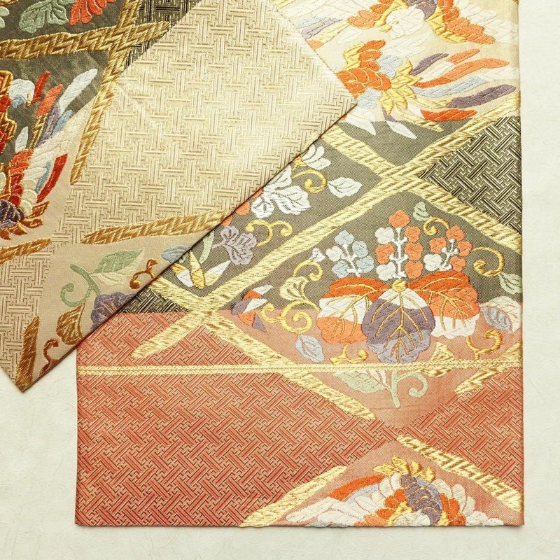 袋帯 六通柄 フォーマル用 正絹 幾何学柄・抽象柄 箔 金糸 銀糸 帯 橙_画像13