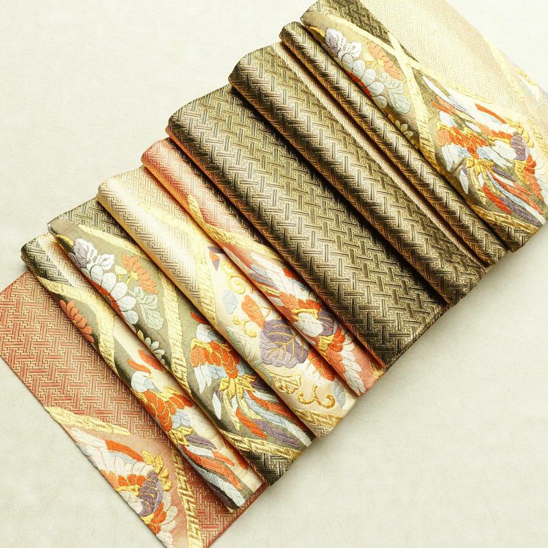 袋帯 六通柄 フォーマル用 正絹 幾何学柄・抽象柄 箔 金糸 銀糸 帯 橙_画像19