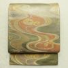 袋帯 観世流水文 六通柄 美品 フォーマル用 正絹 流水・波柄 箔 金通し 金糸 帯 緑・うぐいす色_画像1