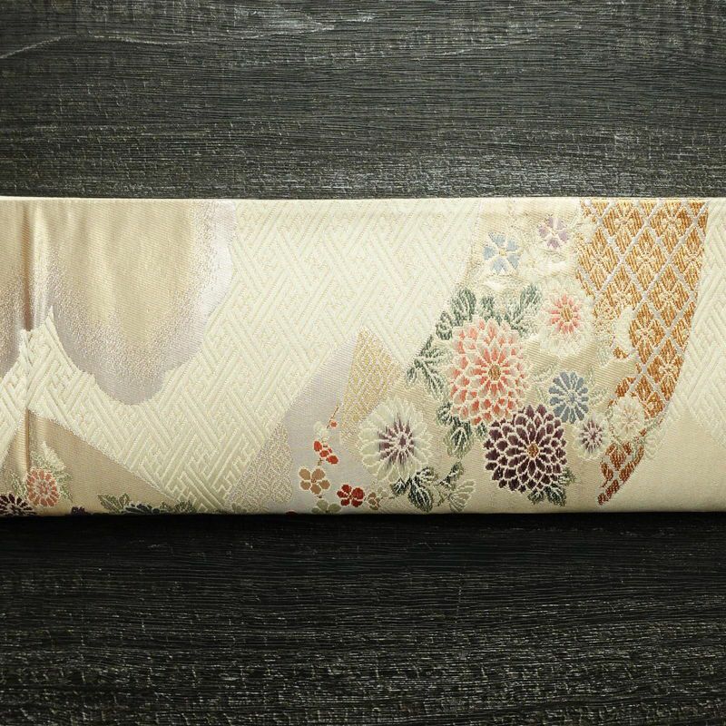 袋帯 六通柄 フォーマル用 正絹 古典柄 箔 帯 クリーム_画像14
