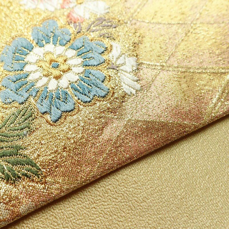 袋帯 六通柄 フォーマル用 正絹 花柄 箔 金糸 帯 金・銀_画像12