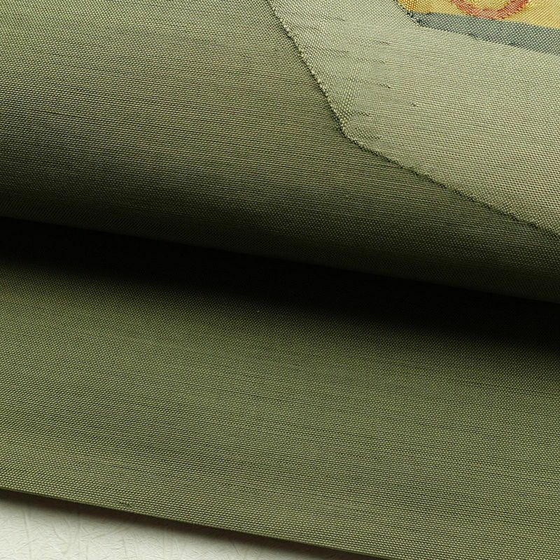 袋帯 太鼓柄 一般用 正絹 花柄 金糸 緑・うぐいす色_画像7