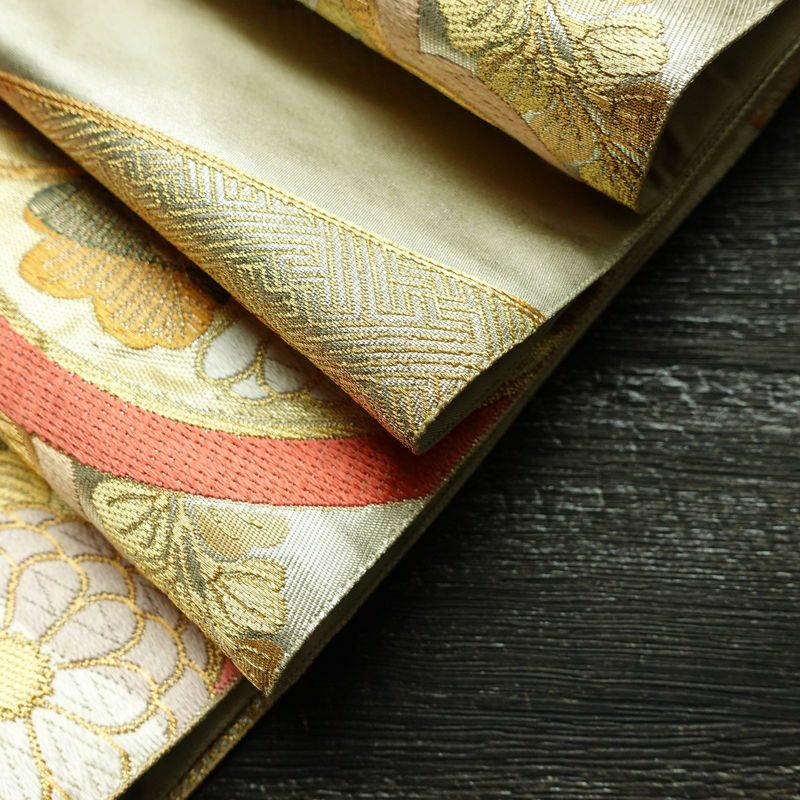 袋帯 六通柄 フォーマル用 正絹 古典柄 箔 金糸 帯 緑・うぐいす色_画像20