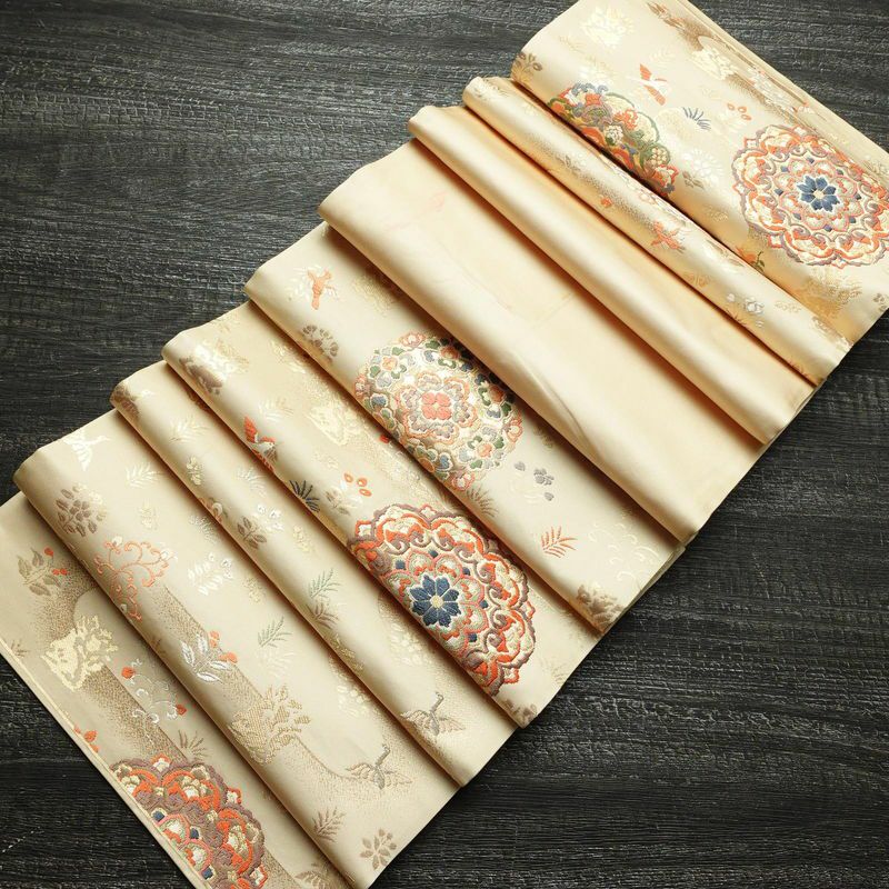 袋帯 六通柄 フォーマル用 正絹 幾何学柄・抽象柄 箔 金糸 帯 ベージュ_画像21