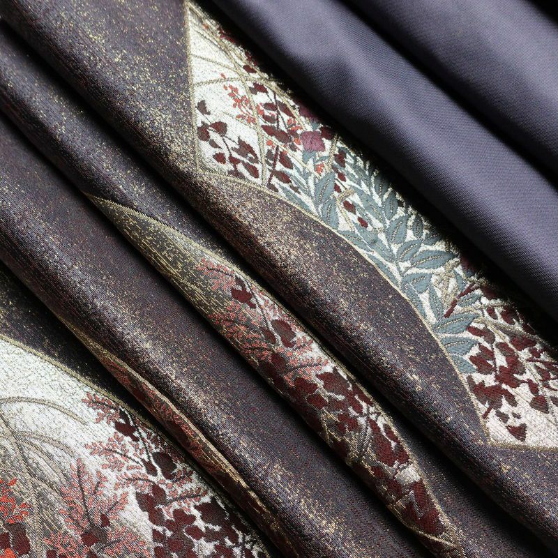 袋帯 清水六兵衛 名匠古稀彩華扇文 六通柄 フォーマル用 正絹 古典柄 箔 金糸 帯 紫・藤色_画像19