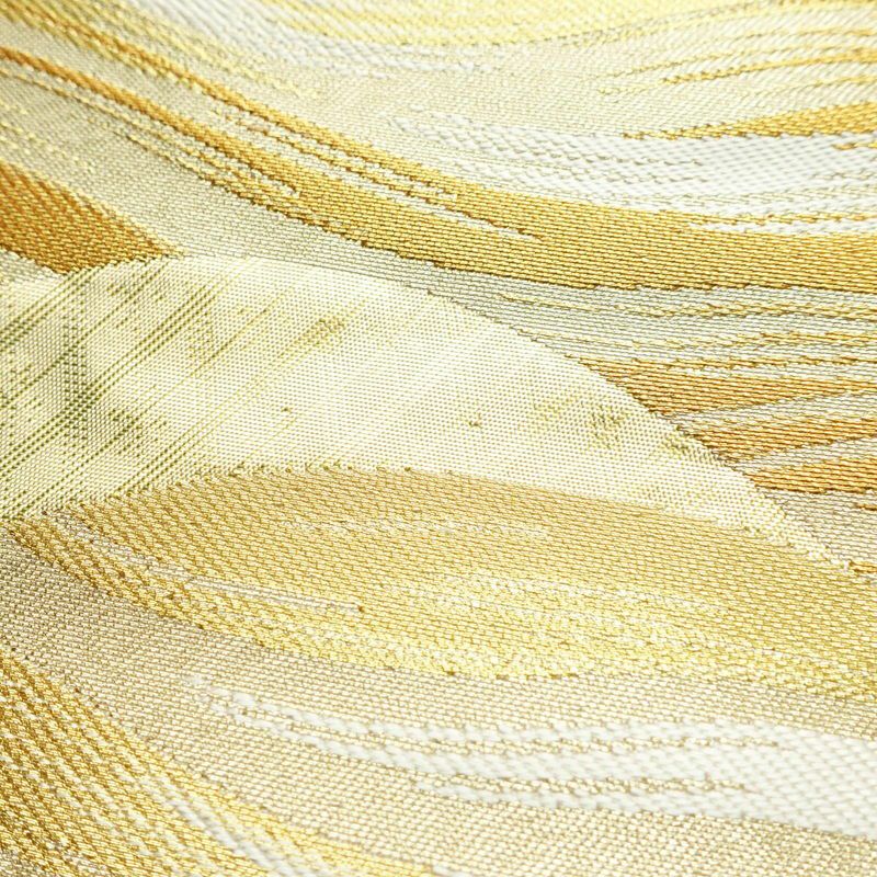 袋帯 六通柄 フォーマル用 正絹 流水・波柄 箔 金糸 帯 白_画像3