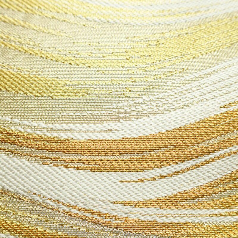 袋帯 六通柄 フォーマル用 正絹 流水・波柄 箔 金糸 帯 白_画像4