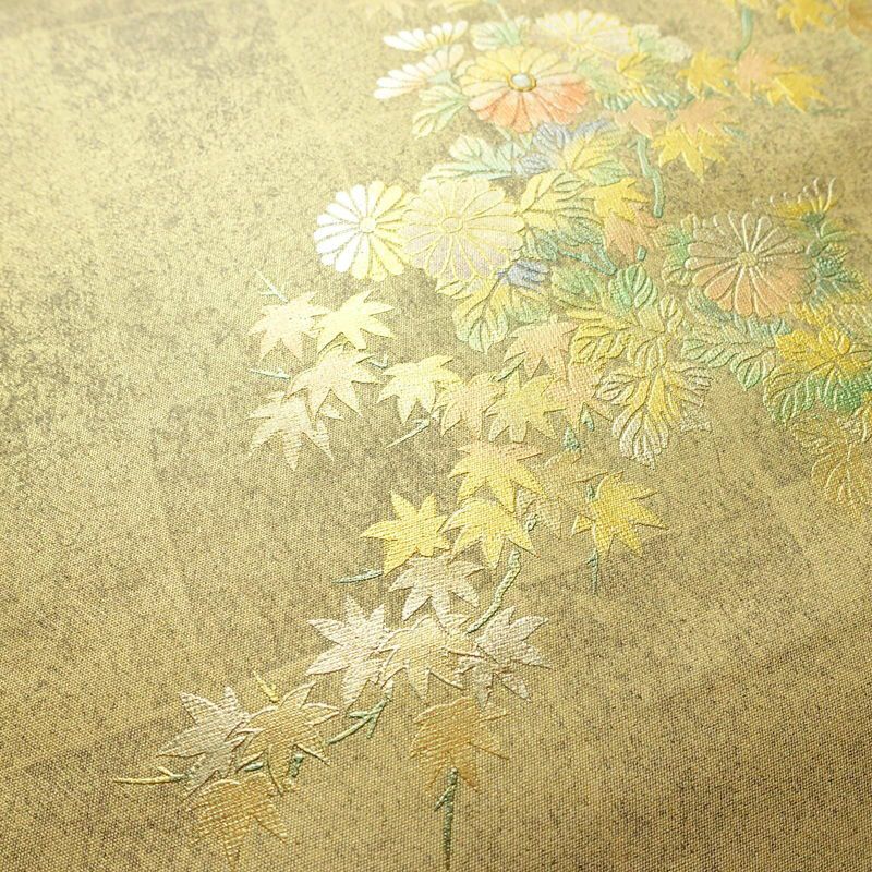 袋帯 太鼓柄 フォーマル用 正絹 木の葉・植物柄 箔 金糸 帯 金・銀_画像3