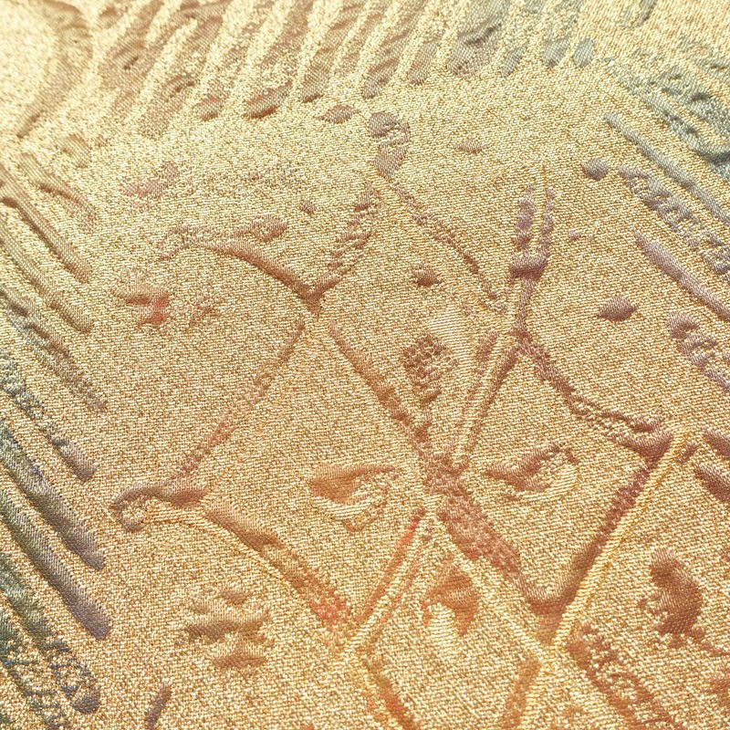 袋帯 浜田庄司文様 六通柄 フォーマル用 正絹 幾何学柄・抽象柄 箔 金糸 帯 金・銀_画像4